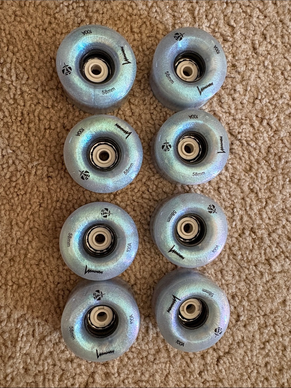 Luminous Iridescent (Black Pearl) Light Up Roller Skate Wheels (Set of 8)